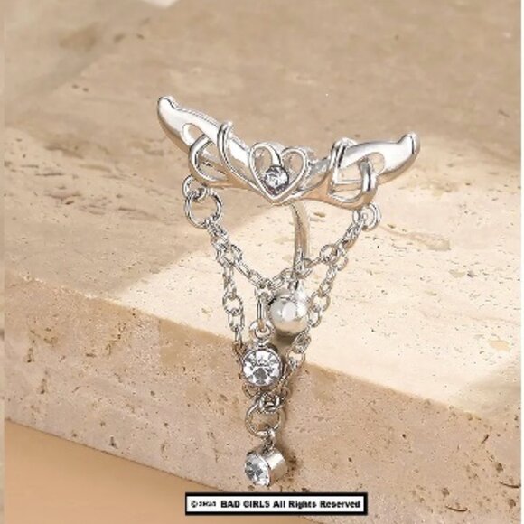 Wings Of Love Silver Or Gold Navel Belly Ring - Picture 3 of 8